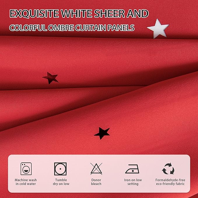 XiDi Black Out Curtains for Bedroom Windows, Curtains for Girls Bedroom Decor, Unicorn Curtains for Kids Room, Blackout Curtains for Living Room 63 inchs Long 52 inches Wide 2 Panel Red 52/72/2