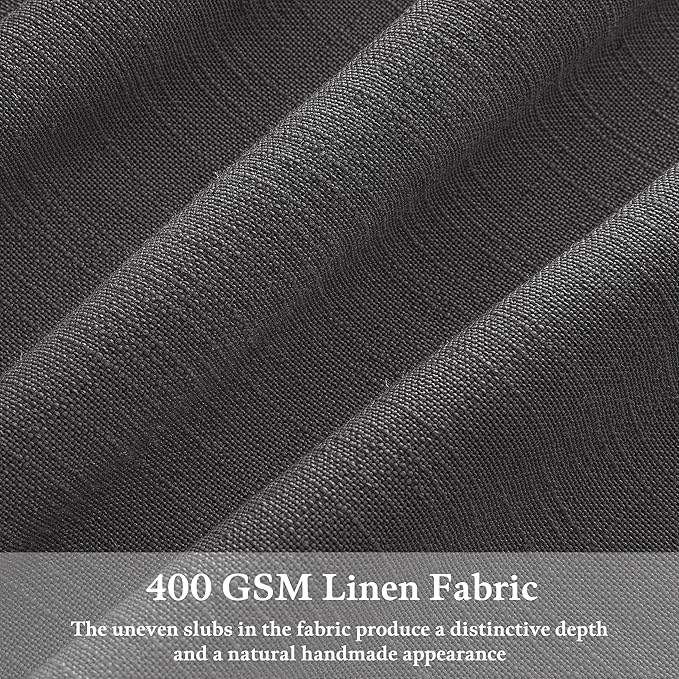 Pinch Pleated Charcoal Grey Linen Curtains 84 Inches Long 2 Panels Set for Living Room Bedroom Dining Pinch Pleat Back Tab Light Filtering Farmhouse Neutral Dark Gray Window Curtain Drapes W50xL84