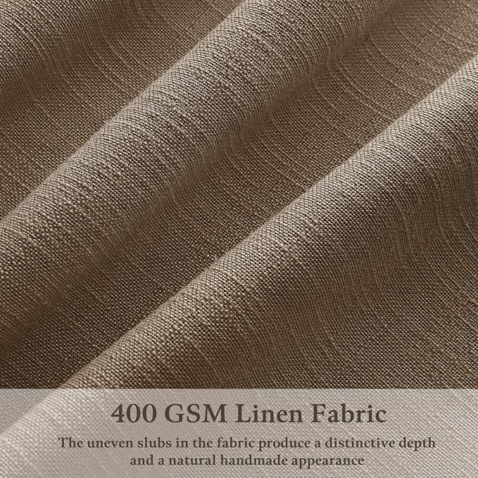 Dutch Cocoa Pinch Pleated Linen Curtains 112 Inches Long 2 Panels Set for Living Room Bedroom Memory Trained Semi Sheer Privacy Pleat Drapes with Hooks Rings 112 Inch Light Filtering Window Curtain