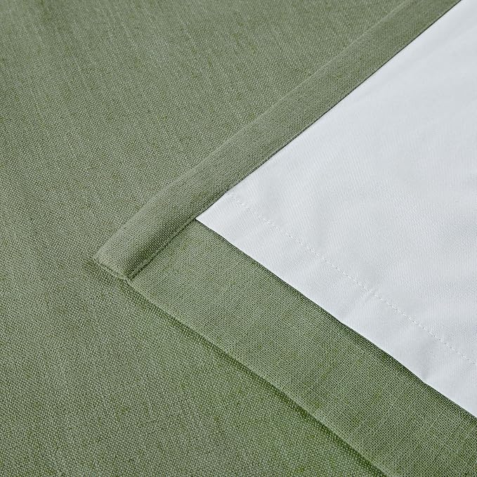 Vision Home Dark Green Pinch Pleated Full Blackout Curtains Linen Blended Room Darkening Curtain Panels 95 inch for Living Room Bedroom Thermal Insulated Pinch Pleat Drapes with Hooks 8FT 40"Wx95"Lx2