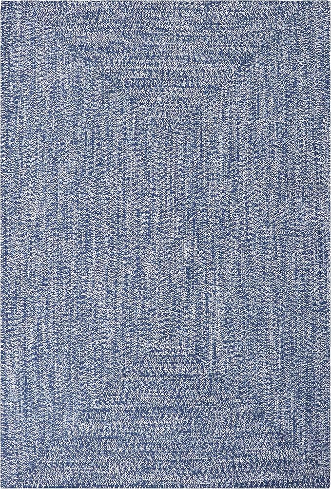 Superior Large Indoor/Outdoor Area Rug, Multi-Tone Reversible Braided Floor Decor for Patio, Front Porch, Entryway, Living Room, Office, Nursery, Artistic Home, 3' x 5', Denim Blue-White