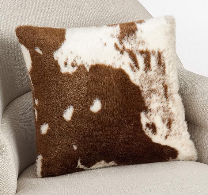 SARO LIFESTYLE Cowhide Design Faux Fur Pillow - Poly Filled
