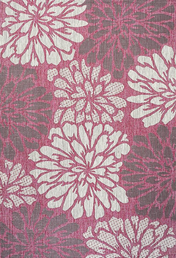 JONATHAN Y Floral Textured Weave Indoor Outdoor Area Rug 4X6 Fuchsia/Light Gray, Zinnia Modern for Backyard, Patio, Porch, Easy-Cleaning, High Traffic, Pet-Friendly, Non-Shedding (SMB110F-4)