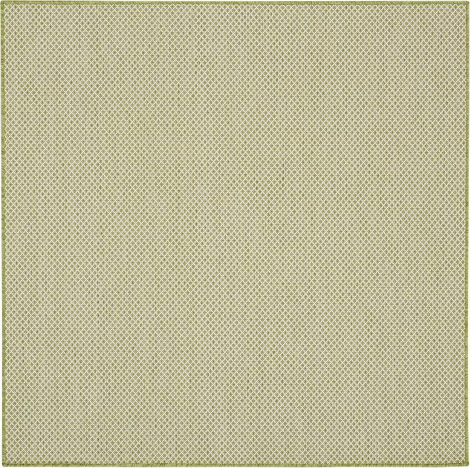 Nourison Home Courtyard Ivory Green 5' x Square Area Rug - Easy Clean, Non Shedding, Bed Room, Living Room, Dining Room, Kitchen (5' x Square)