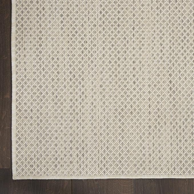 Nourison Home Courtyard Ivory Silver 2' x 6' Area Rug - Easy Clean, Non Shedding, Bed Room, Living Room, Dining Room, Kitchen (6' Runner)