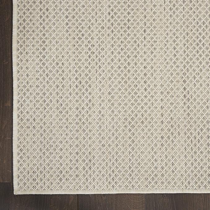 Nourison Home Courtyard Ivory Silver 7' x 10' Area Rug - Easy Clean, Non Shedding, Bed Room, Living Room, Dining Room, Kitchen (7' x 10')