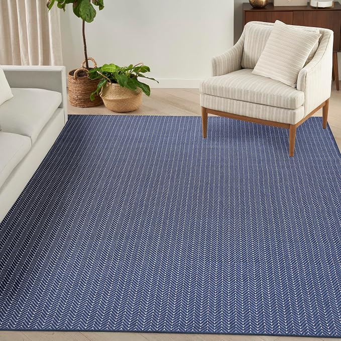 Nourison Home Horizon Indoor/Outdoor Navy 8' x 10' Area Rug - Easy Clean, Non Shedding, Bed Room, Living Room, Dining Room, Kitchen (8' x 10')