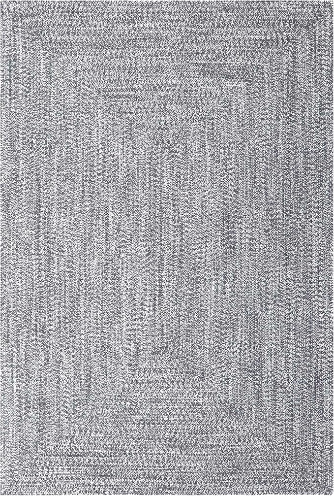 Superior Large Indoor/Outdoor Area Rug, Multi-Tone Reversible Braided Floor Decor for Patio, Front Porch, Entryway, Living Room, Office, Nursery, Artistic Home, 4' x 6', Charcoal-White