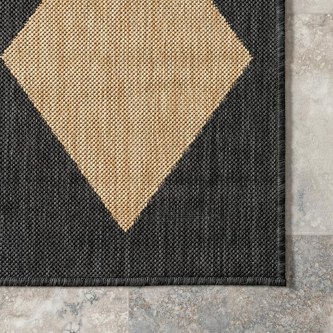 Nuloom Outdoor Performance Collection Sabina Dark Grey/Ivory, 8' x 10', Soft, High Traffic, Stain Resistant, Easy Clean, Durable Area Rug for Indoor/Outdoor Patio, Deck, Porch, Garden, Courtyard