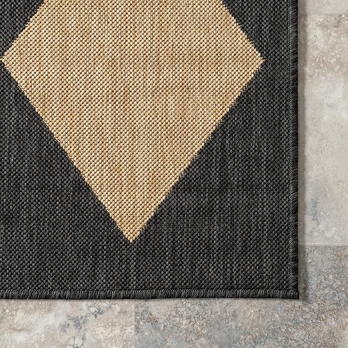 Nuloom Outdoor Performance Collection Sabina Dark Grey/Ivory, 2' x 3', Soft, High Traffic, Stain Resistant, Easy Clean, Durable Area Rug for Indoor/Outdoor Patio, Deck, Porch, Garden, Courtyard