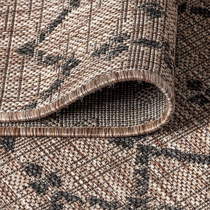 JONATHAN Y Moroccan Geometric Indoor Outdoor Round Area Rug 6 Ft Natural/Black, Ourika Textured Weave for Backyard, Patio, Porch, Easy-Cleaning, High Traffic Pet-Friendly, Non-Shedding SMB108D-6R