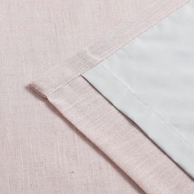 Vision Home Soft Pink Pinch Pleated Full Blackout Curtains Linen Blended Room Darkening Curtain Panels 63 inch for Living Room Bedroom Thermal Insulated Pinch Pleat Drapes with Hooks 40" Wx63 Lx2