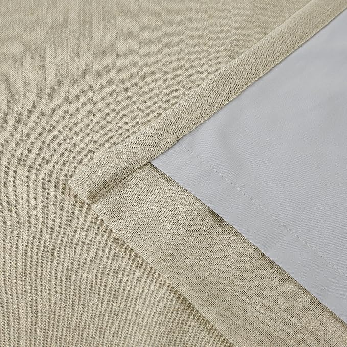 Vision Home Sand Pinch Pleated Full Blackout Curtains Linen Blended Room Darkening Window Curtains 63 inch for Living Room Bedroom Thermal Insulated Pinch Pleat Drapes with Hooks 1 Panel 60" Wx63 L