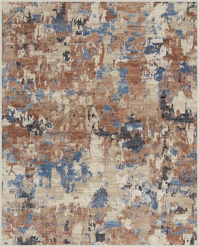 BEIMO Area Rugs 8x10 for Living Room Bedroom, Modern Abstract Machine Washable Rug, Large Soft Low Pile Floor Carpet with Non Slip Backing for Dining Room, Desert Blue Beige