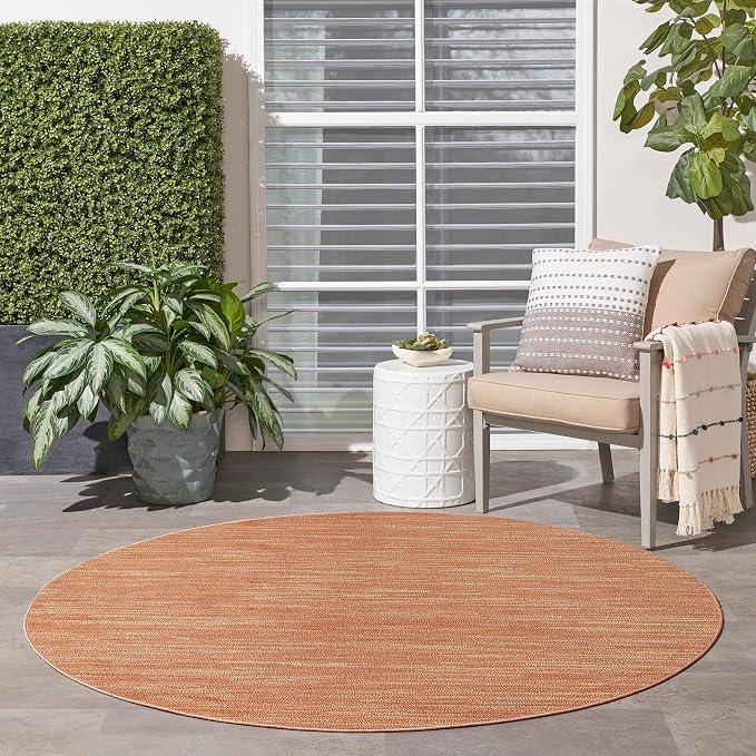 Nourison Home Nourison Essentials Rust 8' x Round Area Rug - Easy Clean, Non Shedding, Bed Room, Living Room, Dining Room, Kitchen (8' x Round)