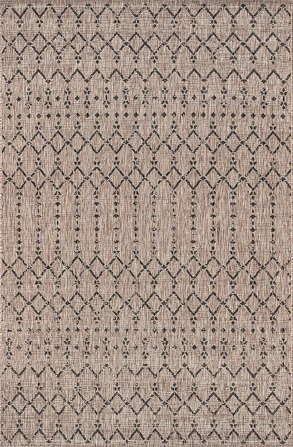 JONATHAN Y Moroccan Geometric Indoor Outdoor Area Rug 8X10 Natural/Black, Ourika Textured Weave for Backyard, Patio, Porch, Easy-Cleaning, High Traffic, Pet-Friendly, Non-Shedding (SMB108D-8)
