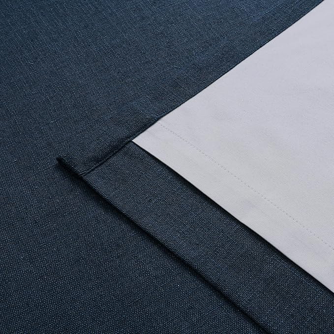 Vision Home Navy Blue Pinch Pleated Full Blackout Curtains Linen Blended Room Darkening Curtain Panels 120 inch for Living Room Bedroom Thermal Insulated Pinch Pleat Drapes with Hooks 40" Wx120 Lx2