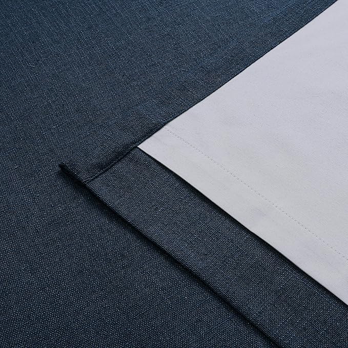 Vision Home Navy Blue Pinch Pleated Full Blackout Curtains Linen Blended Room Darkening Window Panels 84 inch for Living Room Bedroom Thermal Insulated Pinch Pleat Drapes with Hooks 60" Wx84 Lx1