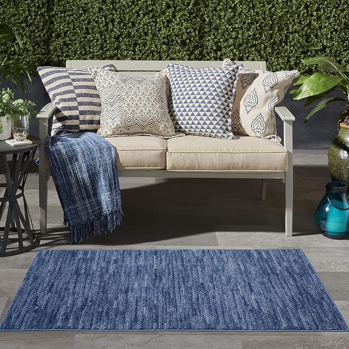 Nourison Home Nourison Essentials Navy Blue 3' x 5' Area Rug - Easy Clean, Non Shedding, Bed Room, Living Room, Dining Room, Kitchen (3' x 5')