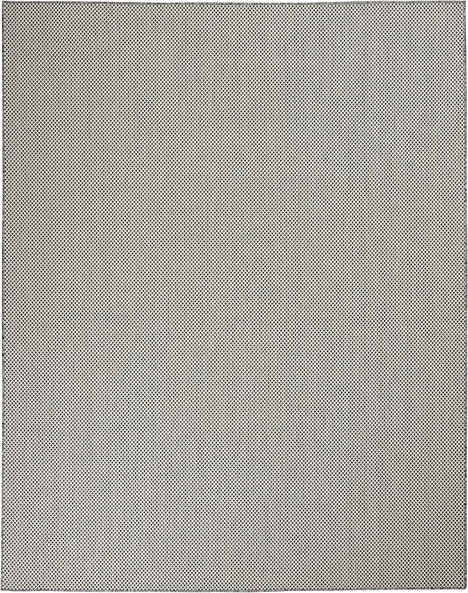 Nourison Home Courtyard Ivory Charcoal 10' x 14' Area Rug - Easy Clean, Non Shedding, Bed Room, Living Room, Dining Room, Kitchen (10' x 14')