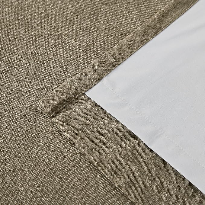 Vision Home Brown Pinch Pleated Full Blackout Curtains Linen Blended Room Darkening Window Curtains 95 inch for Living Room Bedroom Thermal Insulated Pinch Pleat Drapes with Hooks 2 Panel 40" Wx95 L