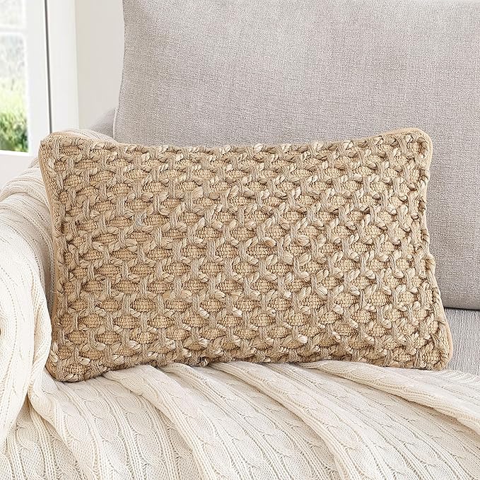 Boho Living 12x20 Beige Throw Pillow Covers Pillow insert not included - (1) Boho Pillow Cover