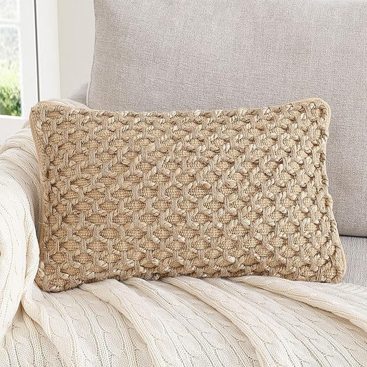 Boho Living 12x20 Beige Throw Pillow Covers Pillow insert not included - (1) Boho Pillow Cover