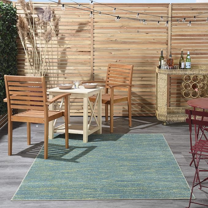 Nourison Home Nourison Essentials Blue Green 4' x 6' Area Rug - Easy Clean, Non Shedding, Bed Room, Living Room, Dining Room, Kitchen (4' x 6')