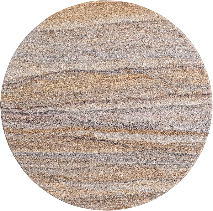 Sandstone Water Absorbent Hand Crafted Round Coasters for Drinks - 4 Inches Wide Thirsty Stone Bar/Drink Coasters- Made from Rainbow Sandstone (Set of 6 with Holder)