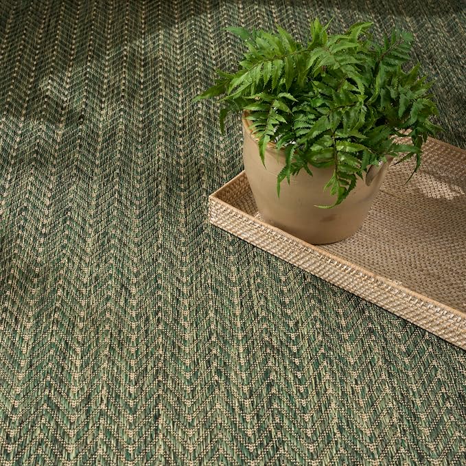 Nourison Home Horizon Indoor/Outdoor Green 5' x 7' Area Rug - Easy Clean, Non Shedding, Bed Room, Living Room, Dining Room, Kitchen (5' x 7')