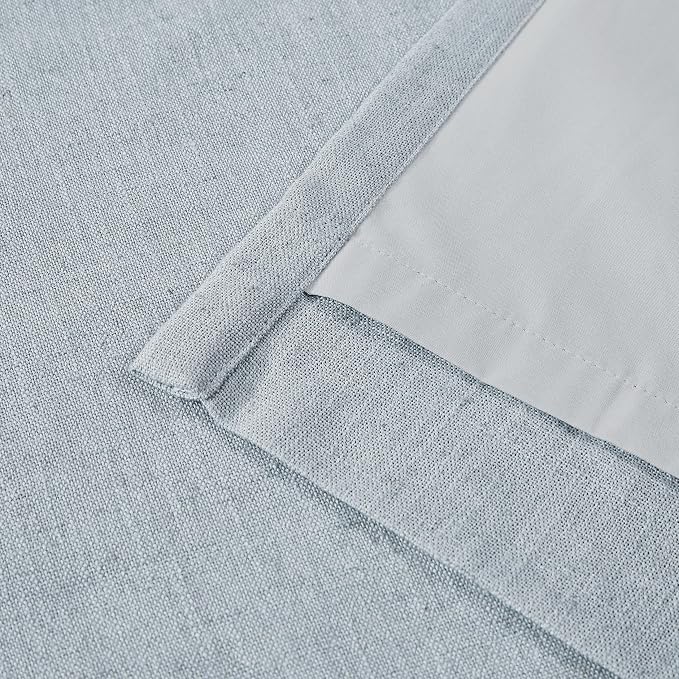 Vision Home Blue Gray Pinch Pleated Full Blackout Curtains Linen Blended Room Darkening Window Curtains 112 inch for Living Room Bedroom Thermal Insulated Pinch Pleat Drapes with Hooks 40" Wx112 Lx2