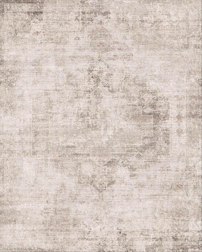 Hazo Haus Non Slip 10ft Long Hallway Runner Rug - Beige Brown 2 x 10 Runner Rug, Washable & Waterproof 2x10 Kitchen Floor Mat - Modern Abstract Design Décor