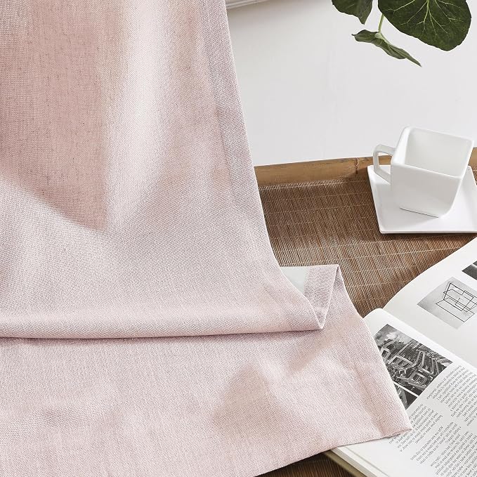 Central Park Pink Pinch Pleat Light Filtering Window Curtain Panels with Microfiber Liner Linen Blended Textured Privacy Drape 108 Inches for Living Room Bedroom with Back Tabs Hooks, 40" Wx108 Lx2