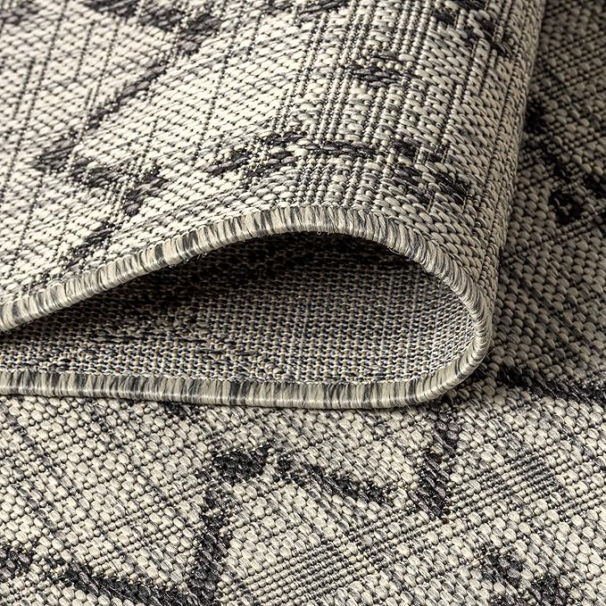 JONATHAN Y Moroccan Geometric Indoor Outdoor Runner Rug 2X14 Light Gray/Black, Ourika Textured Weave for Backyard, Patio, Porch, Easy-Cleaning, High Traffic Pet-Friendly, Non-Shedding SMB108E-214