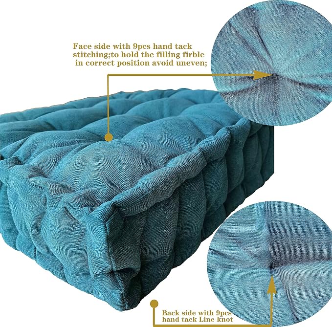 Verpert Floor Pillow 25x25 Inch, Square Meditation Cushion Floor Seating for Adults, Oversized Tufted seat Cushion Reading Nook for Kids, Yoga Meditation Pillow for Sitting on Floor (Turquoise)
