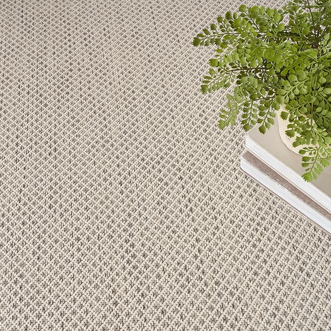 Nourison Home Courtyard Ivory Silver 8' x Round Area Rug - Easy Clean, Non Shedding, Bed Room, Living Room, Dining Room, Kitchen (8' x Round)