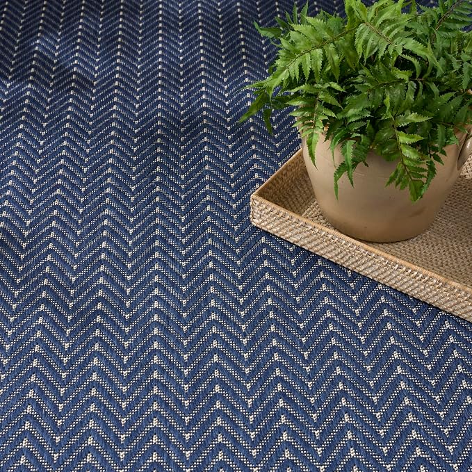 Nourison Home Horizon Indoor/Outdoor Navy 6' x 9' Area Rug - Easy Clean, Non Shedding, Bed Room, Living Room, Dining Room, Kitchen (6' x 9')