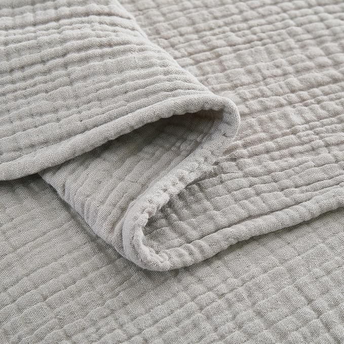 100% Cotton Muslin King Blanket (108" x 90") – A Luxuriously Soft, 4-Layer Lightweight and Breathable Gauze Blanket, Perfect for Year-Round use on beds, couches (Grey, King)