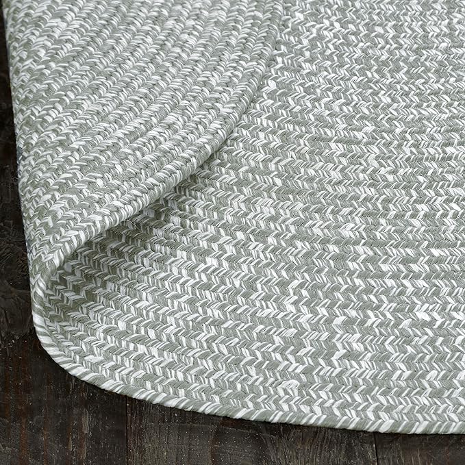 Superior Reversible Braided Indoor/Outdoor Area Rug, 5' x 8', Fog Green-White