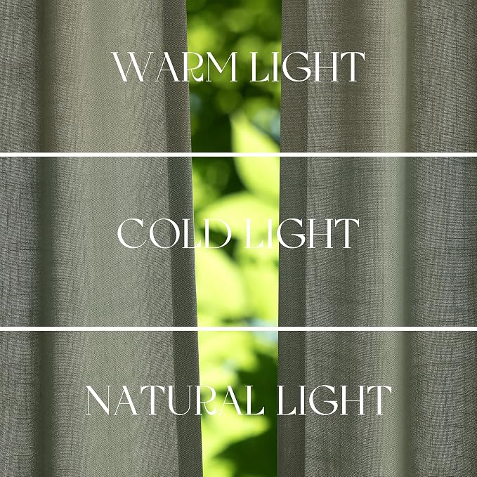 Jowels Loden Green Linen Curtains 96 Inch Long 2 Panels for Living Room | Olive Green Light Filtering Sheer Curtain,Back Tab Pocket Pleated Look, Farmhouse Textured Privacy Drapes for Bedroom Window