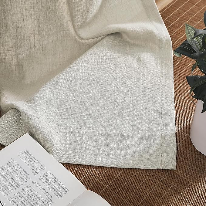 Central Park Natural Pinch Pleat Light Filtering Curtain with Microfiber Liner Linen Blended Textured Window Treatment Privacy Drape 102 Inch for Living Room Bedroom with Back Tabs Hooks, 40"Wx102"Lx2