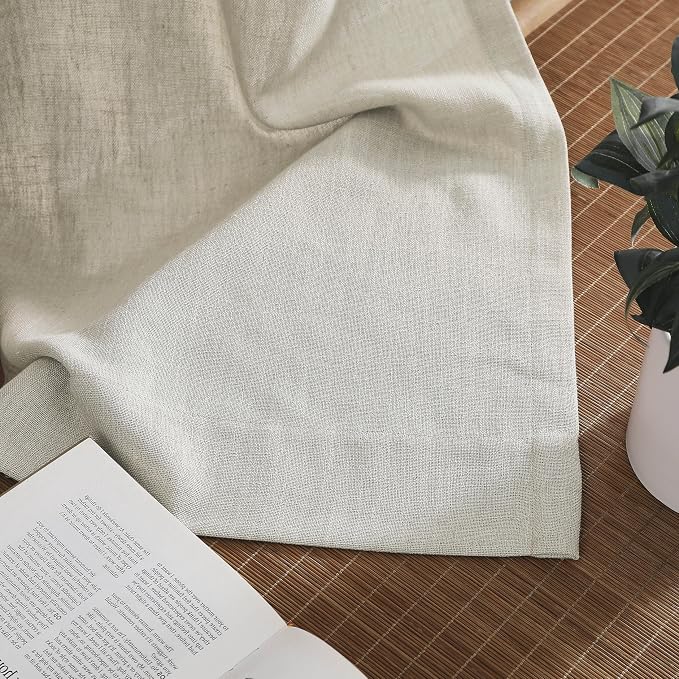 Central Park Natural Pinch Pleat Light Filtering Curtain with Microfiber Liner Linen Blended Textured Window Treatment Privacy Drape 95 Inch for Living Room Bedroom with Back Tabs Hooks, 40" Wx95 Lx2