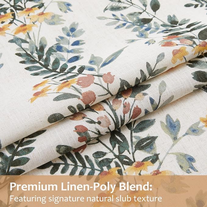 Kayne Studio Pinch Pleated Light Filtering Curtains with Liner Leaf Privacy Drapes for Living Room Bedroom 102 Inches Rustic Botanical Pattern Back Tab Window Treatment,40"x102",Green &Yellow,2 Panels
