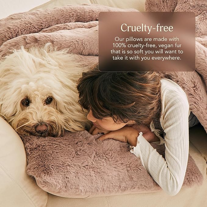 UnHide Squish Lumbar Pillow - Faux Fur Pillow - Extra Soft Throw Pillow - Rectangular Shaped, Polyester Fill - Machine Washable - Perfect for Living Room Or Bedroom - 10” x 18” - Rosy Baby