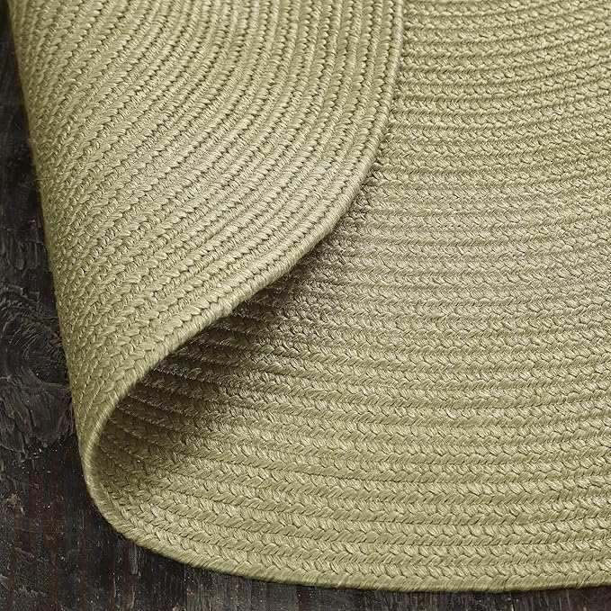 Superior Indoor/Outdoor Area Rug, Reversible Braided Floor Decor for Living Room, Kitchen, Patio, Front Porch, Modern Boho Farmhouse Rugs, Hardwood, Bedroom Accessories, 4' Round, Fog Green