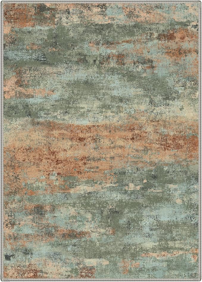 BEIMO Area Rugs 10x14 for Living Room Bedroom, Modern Abstract Machine Washable Rug, Large Soft Low Pile Floor Carpet with Non Slip Backing for Dining Room, Dusty Sage Green