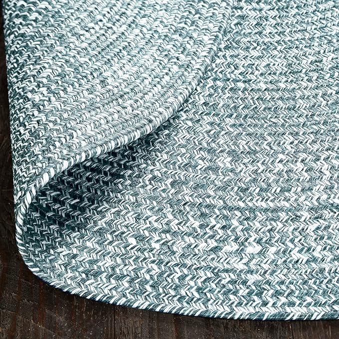 Superior Indoor/Outdoor Area Rug, Dual-Tone Reversible Braided Floor Decor for Patio, Front Porch, Entryway, Living Room, Office, Nursery, Artistic Home, 6' x 9', Lagoon Breeze-White