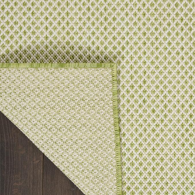Nourison Home Courtyard Ivory Green 9' x 12' Area Rug - Easy Clean, Non Shedding, Bed Room, Living Room, Dining Room, Kitchen (9' x 12')