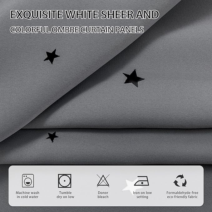 XiDi Black Out Curtains for Bedroom, Curtains for Girls Bedroom Decor, Kids Curtains 2 Panel Set, Blackout Curtains for Living Room Curtains 84 inches Long 2 Panel Grey