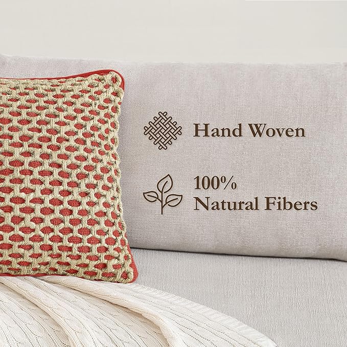Boho Living 18x18 Rust Throw Pillow Covers with Pillow Insert Included, Pack of 2